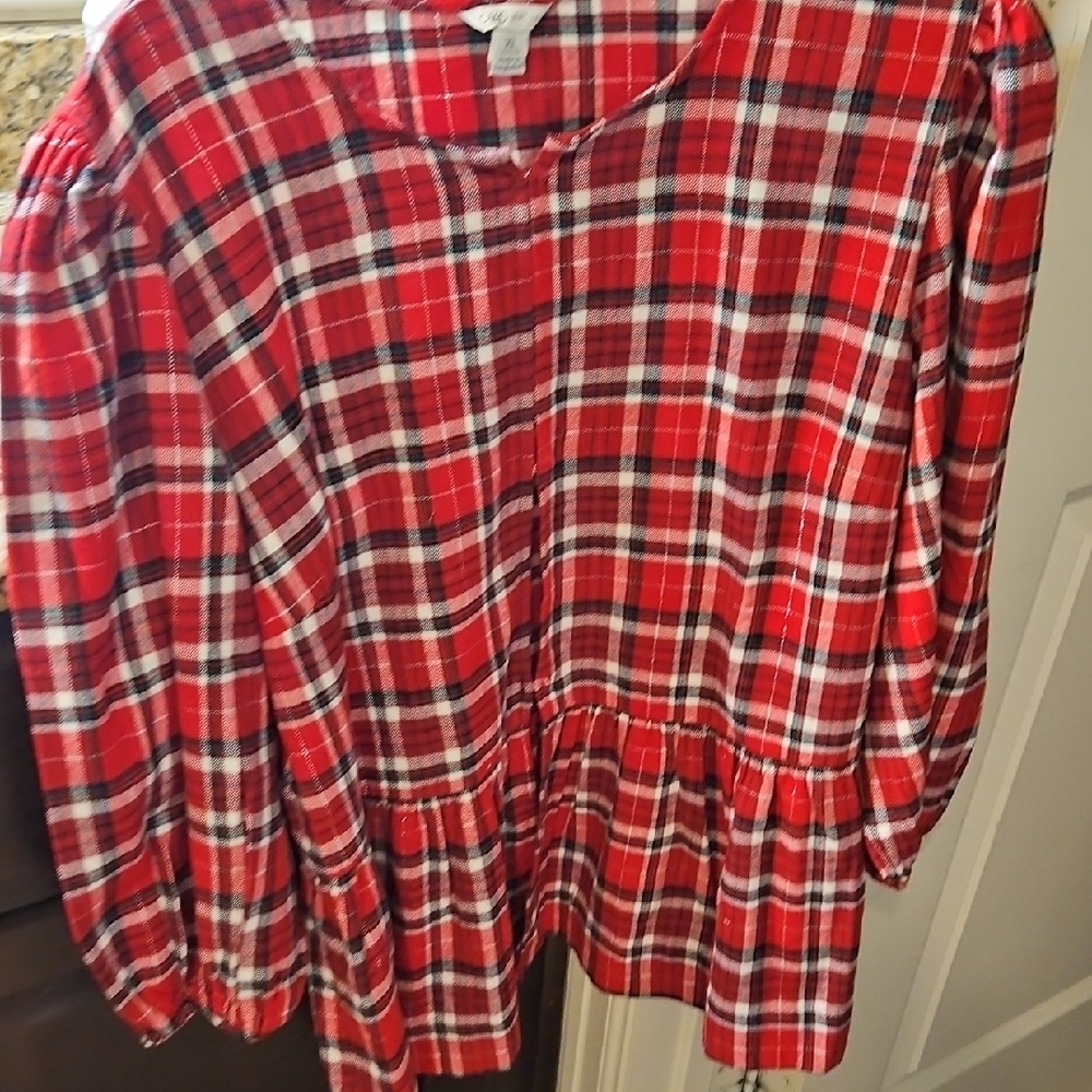 Cato Red and Black Xmas Plaid Shirt W/hooks Size Xl Soft Material